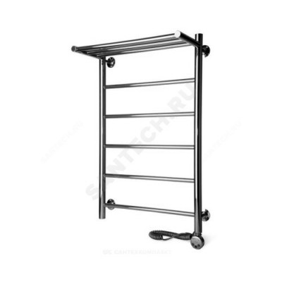 Полотенцесушитель электрический нерж сталь Лесенка с полочкой 600х800мм 8П ТЭН справа Классик Элит-Металл Э-36-14