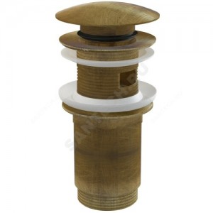 Клапан донный для умывальника латунь 1 1/4" с переливом, бронза-антик слив "клик-клак", белая пробка D=62мм Alca Plast A392ANTIC