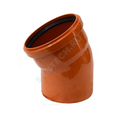 Отвод НПВХ с раструбом коричневый Дн 160х45гр б/нап в/к Хемкор 2491096