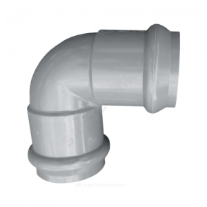 Отвод НПВХ серый SDR26 Дн 160х90гр Ру10 двухраструбный напорный в/к