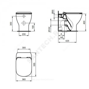 Унитаз без бачка TESI AquaBlade горизонт/выпуск без сиденья Ideal Standard T007701