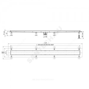 Лоток душевой с "сухим" затвором ТП-50.1 Дн 50 с нержавеющей решеткой 1000х67 вертикальный выпуск Татполимер 101200275
