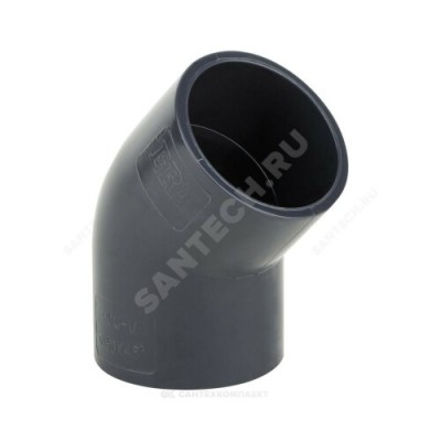Отвод ПВХ серый под клеевое соед Дн 90х45гр Ру16 напорный Aquaviva ELW09045