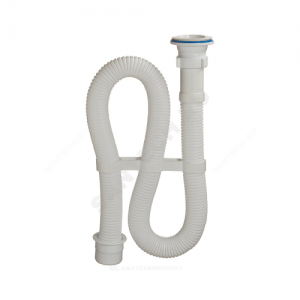 Сифон для умывальника/мойки гофрированный 1 1/2"x40 с переходником на 50мм L=1000мм выпуск с пластиковой решёткой D=70мм Орио АC-7011