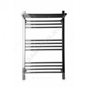 Полотенцесушитель водяной нерж сталь Лесенка Ду 25 (1") НР с полочкой 600х600мм 8П нижнее подключение в/к соединитель (1"х3/4") Богема-Люкс Элит-Металл В-39-12