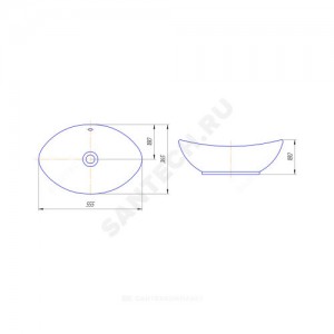 Умывальник мебельный Гамма 56 без отверстия п/смес белый Kirovit (Кировская керамика)