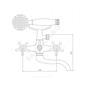 Смеситель для ванны с душем серия Город И-серия двуручный Славен СЛ-ДВ-И30