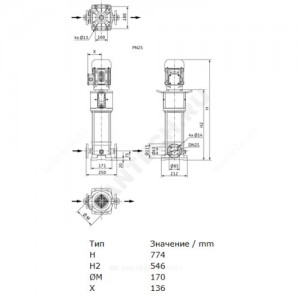 Насос многоступенчатый вертикальный HELIX V 408-1/25/E/KS/400-50 PN25 3х400В/50 Гц Wilo 4160525