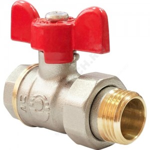 Кран шаровой латунь никель 11Б27фт1М OPTIMA Ду 15 Ру25 ВР/"американка" полнопроходной бабочка VALFEX VF.227.NLB1.012