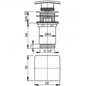 Клапан донный для умывальника латунь 1 1/4" с переливом, хром слив "клик-клак", пробка D=68мм Alca Plast A393