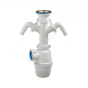 Сифон для кухонной мойки бутылочный 1 1/2"x40 с 2-мя отводами (штуцерами) выпуск с нержавеющей решёткой D=70мм Орио А-4006